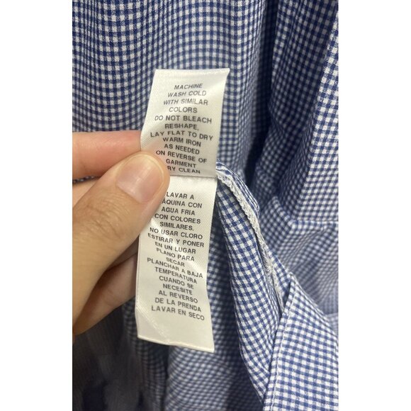 London Times NEW Women's Gingham Smocked Top Midi Dress Blue Size Medium - Picture 10 of 11